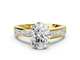 Yellow gold Oval Solitaire Diamond Ring with Channel-Set Band and Four-Prong Setting_9