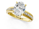 Yellow gold Oval Solitaire Diamond Ring with Channel Set Band and Six-Prong Setting_48