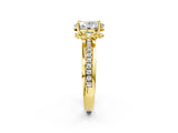 Yellow gold Oval Solitaire Diamond Ring with Channel Set Band and Six-Prong Setting_49