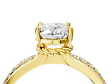 Yellow gold Oval Solitaire Diamond Ring with Channel Set Band and Six-Prong Setting_51