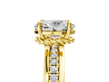 Yellow gold Oval Solitaire Diamond Ring with Channel Set Band and Six-Prong Setting_52