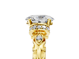Yellow gold Oval Solitaire Diamond Ring with Filigree Band and Four-Prong Setting_65
