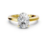 Yellow gold Oval Solitaire Diamond Ring with Four-Prong Setting and Classic Band_4