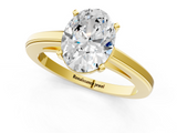 Yellow gold Oval Solitaire Diamond Ring with Four-Prong Setting and Classic Band_5