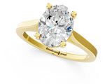 Yellow gold Oval Solitaire Diamond Ring with Four-Prong Setting and Tapered Band 2