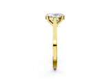 Yellow gold Oval Solitaire Diamond Ring with Four-Prong Setting and Tapered Band 3