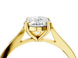 Yellow gold Oval Solitaire Diamond Ring with Four-Prong Setting and Tapered Band 5