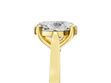 Yellow gold Oval Solitaire Diamond Ring with Four-Prong Setting and Tapered Band