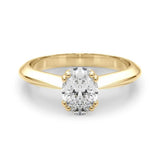 Yellow gold Oval Solitaire Diamond Ring with Four-Prong Setting on a Tapered Band 1