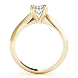 Yellow gold Oval Solitaire Diamond Ring with Four-Prong Setting on a Tapered Band 2