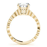 Yellow gold Oval Solitaire Diamond Ring with Infinity Twist Band and Four-Prong Setting 2