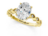 Yellow gold Oval Solitaire Diamond Ring with Infinity Twist Band and Four-Prong Setting_7