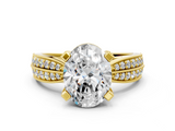 Yellow gold Oval Solitaire Diamond Ring with Milgrain Pavé Band and Four-Prong Setting_137