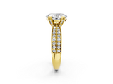 Yellow gold Oval Solitaire Diamond Ring with Milgrain Pavé Band and Four-Prong Setting_139