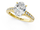 Yellow gold Oval Solitaire Diamond Ring with Pavé Band and Four-Prong Setting_92