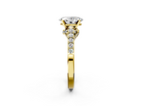 Yellow gold Oval Solitaire Diamond Ring with Pavé Band and Four-Prong Setting_93