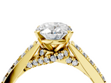 Yellow gold Oval Solitaire Diamond Ring with Pavé Band and Four-Prong Setting_95
