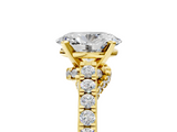 Yellow gold Oval Solitaire Diamond Ring with Pavé Band and Four-Prong Setting_96