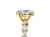 Yellow gold Oval Solitaire Diamond Ring with Pave Band and Four-Prong Setting_287