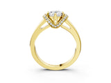 Yellow gold Oval Solitaire Diamond Ring with Pave Band and Six-Prong Setting_38