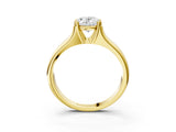 Yellow gold Oval Solitaire Diamond Ring with Six-Prong Cathedral Setting_35