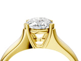 Yellow gold Oval Solitaire Diamond Ring with Six-Prong Cathedral Setting_36