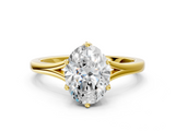 Yellow gold Oval Solitaire Diamond Ring with Six-Prong Setting and Tapered Band_26