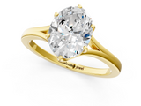 Yellow gold Oval Solitaire Diamond Ring with Six-Prong Setting and Tapered Band_27