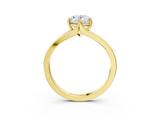 Yellow gold Oval Solitaire Diamond Ring with Six-Prong Setting and Tapered Band_29