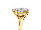 Yellow gold Oval Solitaire Diamond Ring with Six-Prong Setting and Tapered Band_31