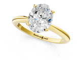 Yellow gold Oval Solitaire Diamond Ring with Six-Prong Setting on a Classic Band 1