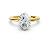 Yellow gold Oval Solitaire Diamond Ring with Six-Prong Setting on a Classic Band_3