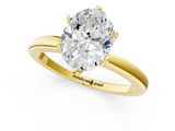 Yellow gold Oval Solitaire Diamond Ring with Six-Prong Setting on a Classic Band_4