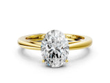 Yellow gold Oval Solitaire Diamond Ring with Split Shank and Four-Prong Setting_12