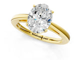 Yellow gold Oval Solitaire Diamond Ring with Split Shank and Four-Prong Setting_13