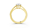 Yellow gold Oval Solitaire Diamond Ring with Split Shank and Four-Prong Setting_15