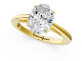 Yellow gold Oval Solitaire Diamond Ring with Split Shank and Four-Prong Setting_19