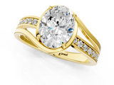 Yellow gold Oval Solitaire Diamond Ring with Split Shank and Prong Setting_63