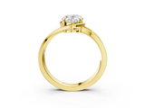 Yellow gold Oval Solitaire Diamond Ring with Split Shank and Prong Setting_65