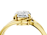 Yellow gold Oval Solitaire Diamond Ring with Split Shank and Prong Setting_66