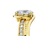 Yellow gold Oval Solitaire Diamond Ring with Split Shank and Prong Setting_67