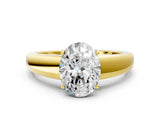Yellow gold Oval Solitaire Diamond Ring with Tapered Band and Four-Prong Setting_49