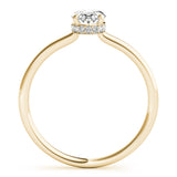 Yellow gold Oval Solitaire Diamond Ring with Thin Band and Four-Prong Setting 2