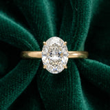 Yellow gold Oval Solitaire Diamond Ring with Thin Band and Four-Prong Setting_23