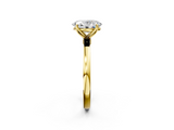 Yellow gold Oval Solitaire Diamond Ring with Thin Band and Four-Prong Setting_5