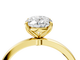 Yellow gold Oval Solitaire Diamond Ring with Thin Band and Four-Prong Setting_7