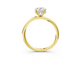 Yellow gold Oval Solitaire Diamond Ring with a Classic Band and Four-Prong Setting 3