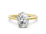 Yellow gold Oval Solitaire Diamond Ring with a Classic Band and Four-Prong Setting