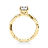 Yellow gold Oval Solitaire Diamond Twist Band with Four-Prong Setting 2