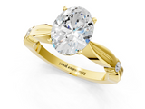Yellow gold Oval Solitaire Diamond Twisted Band with Four-Prong Setting_79